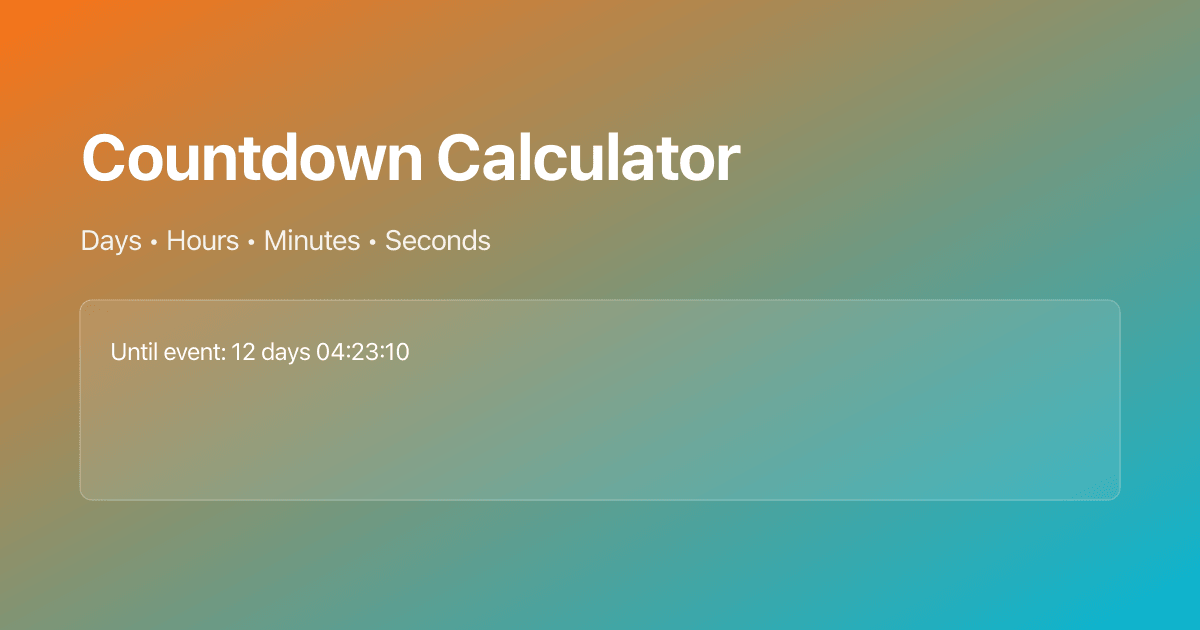 Countdown Calculator - Days Until Event Timer | Us5.com